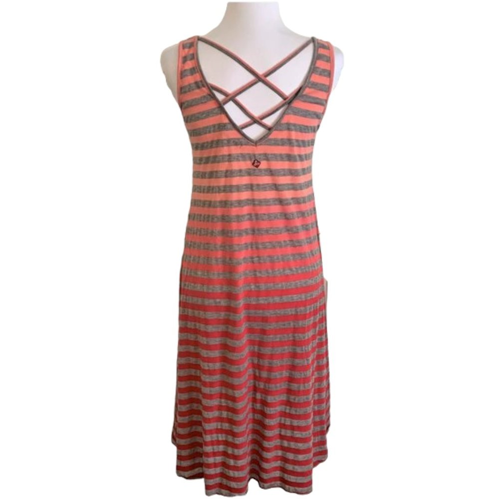 Prana Dress Sundress Red Ombre Striped High Low Red Size Small - Picture 3 of 6